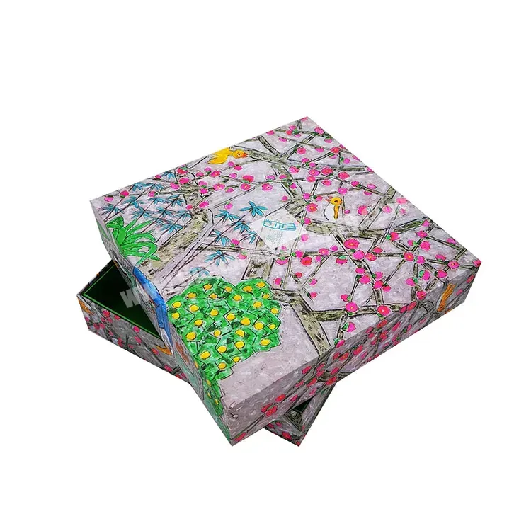 Custom Flower Colored Paper Box Two Piece Box Rigid Box Packing - Buy Custom Paper Box,Rigid Box Packing Box,Custom Flower Colored Top And Bottom Box.