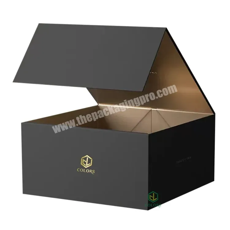 Custom Gold Logo Printing Rigid Folding Black Paper Wallet Box Luxury Gift Packaging Cardboard Box Foldable Magnetic Gift Box - Buy Magnetic Box,Paper Box,Wallet Box.