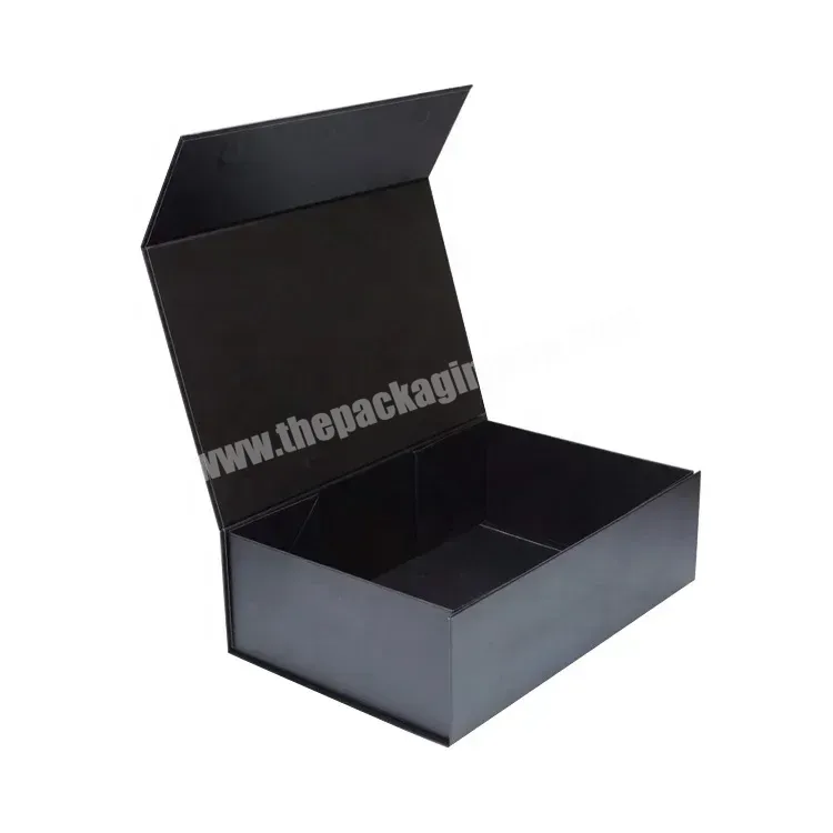 Custom Printing Logo Magnet Rigid Black Cardboard Luxury Flap Open Magnetic Shoe Clothing Folding Packaging Gift Box Paper Boxes - Buy Magnet Shoe Box,Magnetic Black Box,Luxury Magnet Boxes.