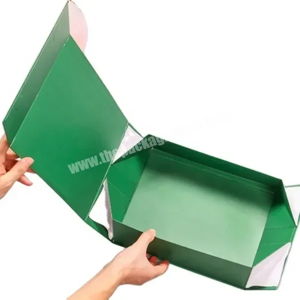 Custom Rigid Cardboard Gift Boxes With Ribbon Handle And Magnetic Lid Gift Packaging Flat Packing Folding Box For Clothes Shoe - Buy Folding Boxes With Ribbon,Magnetic Gift Box,Folding Box.