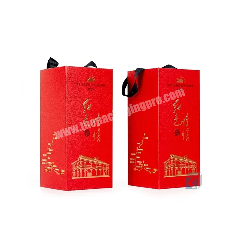 Customized Color Luxury Gift Shopping Art Paper Golden Foil Red Packaging Rigid Gift Box Set With Bags For Wine - Buy Folding Cardboard Paper Packaging Red Box Bags Set,Custom Clolor Size Folding Mailer Packaging Box With Your Own Logo,Custom Size Go