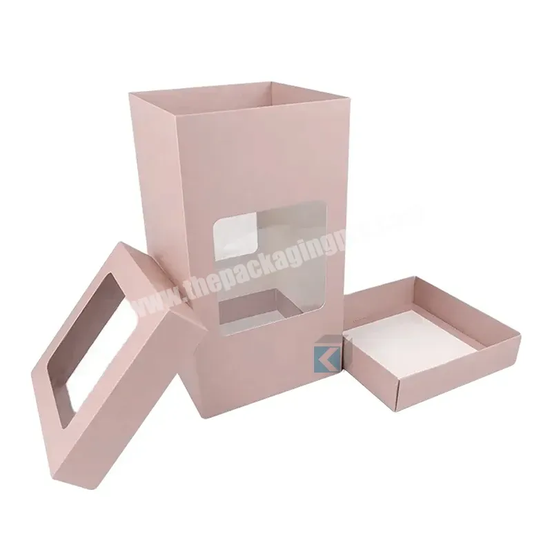 Customized Color Luxury Gift Shopping Art Paper Golden Foil Red Packaging Rigid Gift Pink Box With Pvc Window - Buy Folding Cardboard Drawer Paper Packaging Pink Box,Custom Clolor Size Folding Mailer Packaging Box With Your Own Logo,Custom Size Golde